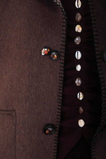 Caramel Coffee Shell Buckle Streamer Top