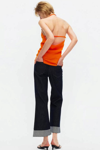 Lyocell Color-Blocked Strick-Oberteil