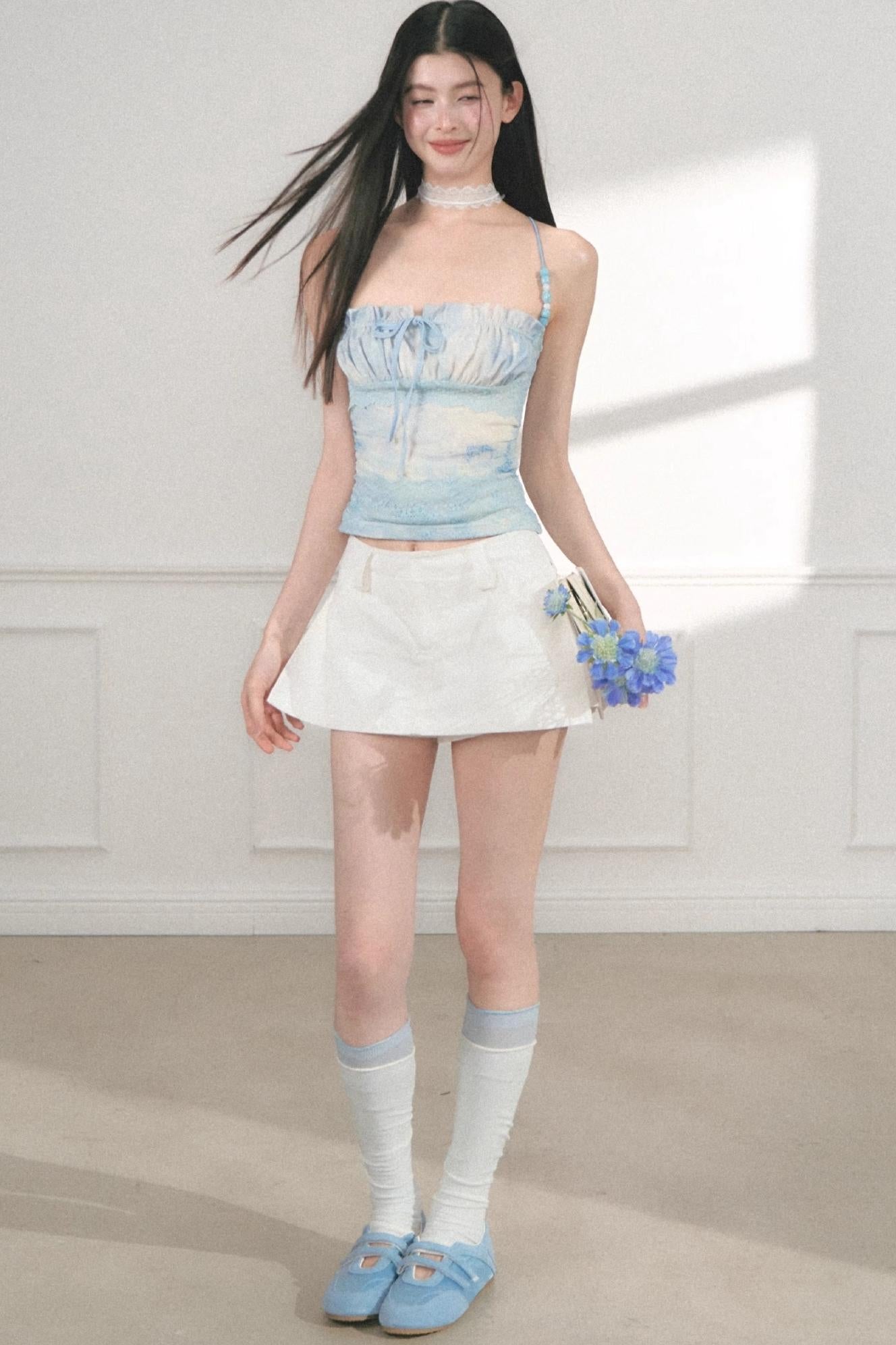 Summer Beaded Lace Waist Top