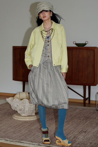 Solid Retro Short Casual Jacket