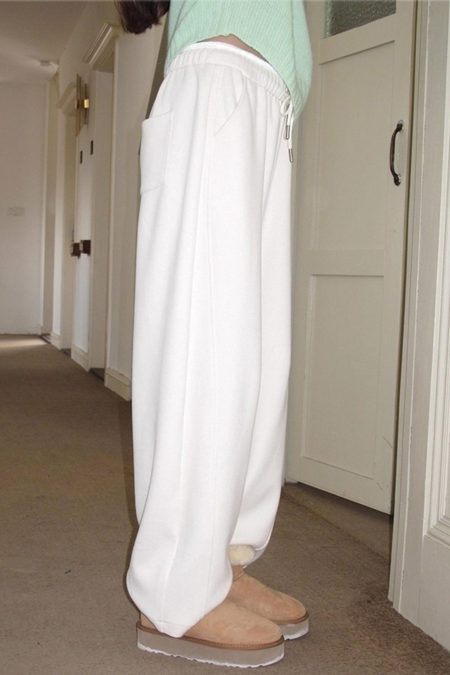 Fleece Mist Elastic Waist Knit Pants