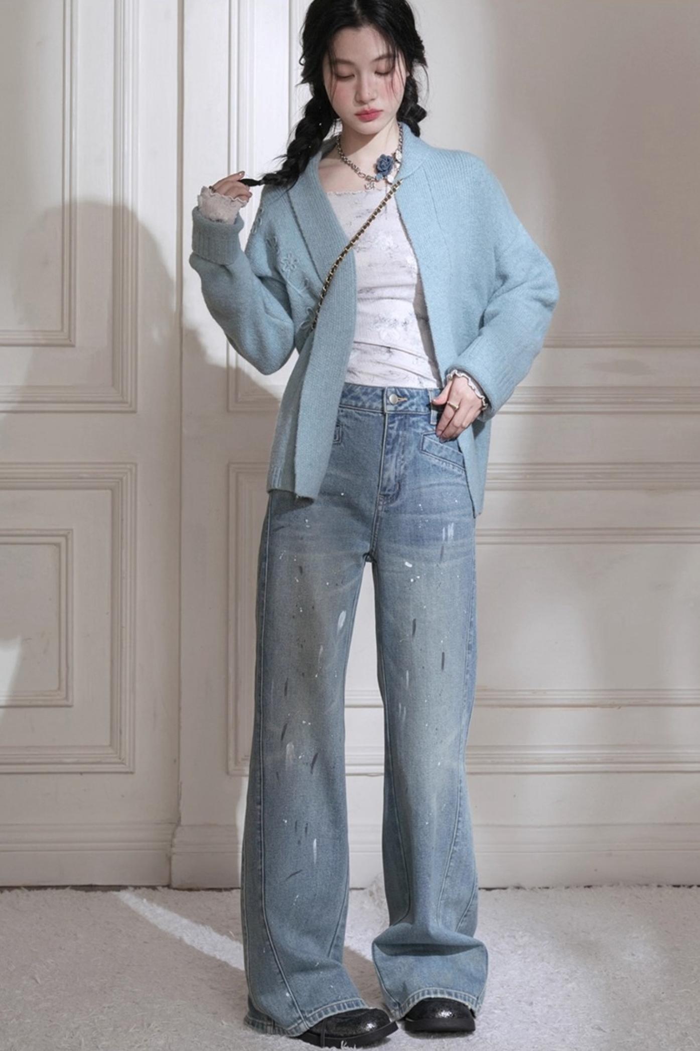 Hand-Cranked Jacquard Woolen Sweater Set