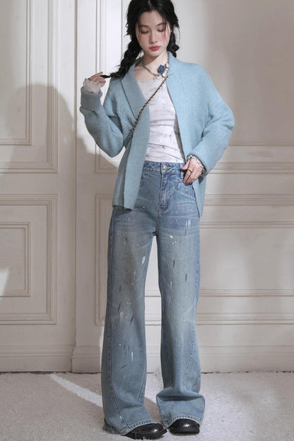 Hand-Cranked Jacquard Woolen Sweater Set