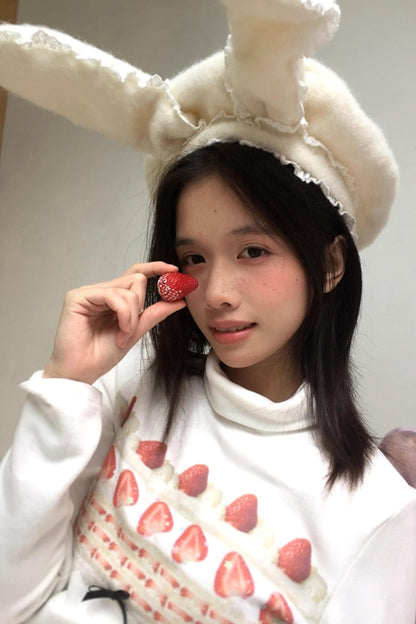 Happy Birthday Strawberry Cake Turtleneck Top