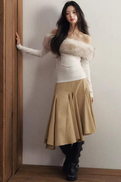 Slanted Edge Irregular Skirt