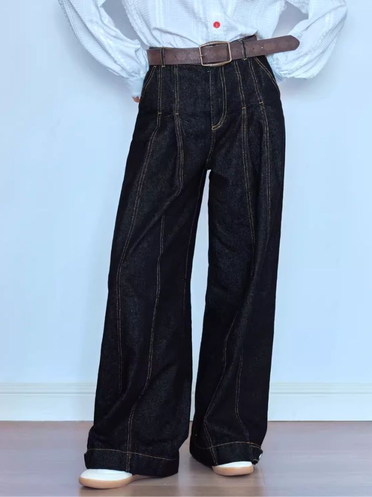 Versatile casual loose-fitting denim pants