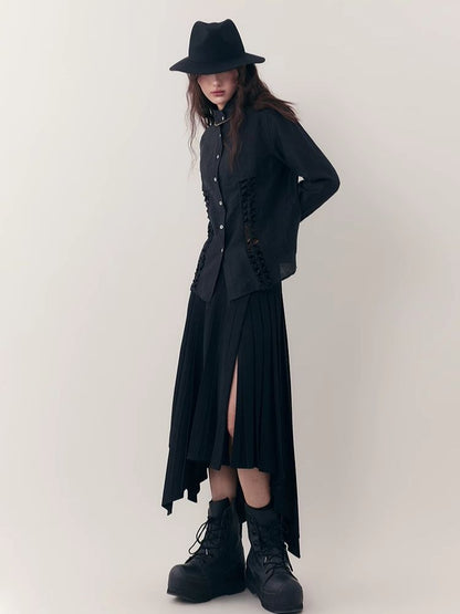 Irregular Mid-length Pleated Half-body Skirt