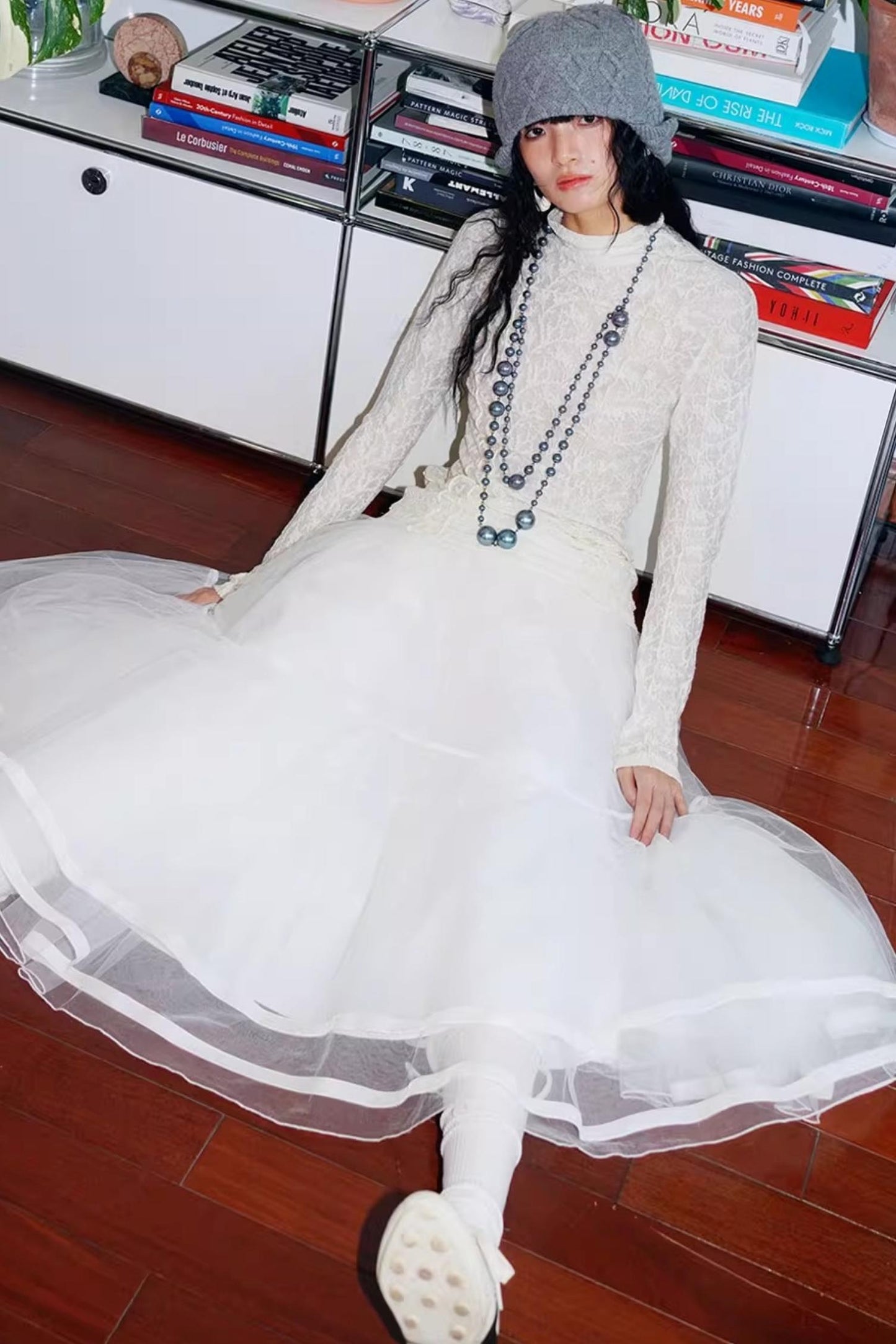 Autumn Mesh Puffy Long Skirt