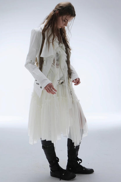 Lace Jacquard Pleated Cake Layered Skirt