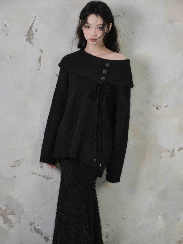 One shoulder design knit