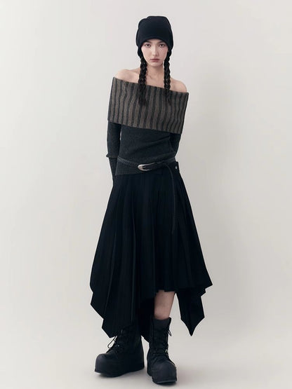 Irregular Mid-length Pleated Half-body Skirt