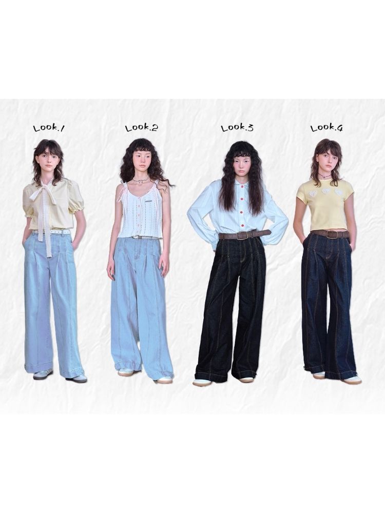 Versatile casual loose-fitting denim pants