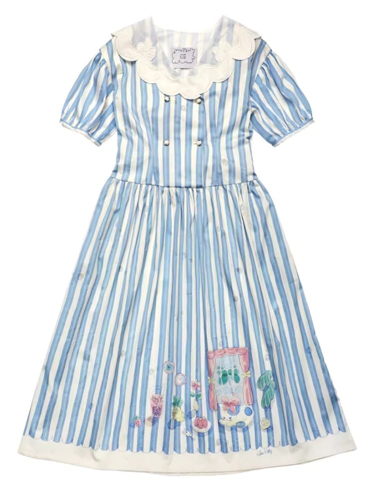 Genesis Blue and White Striped Dress