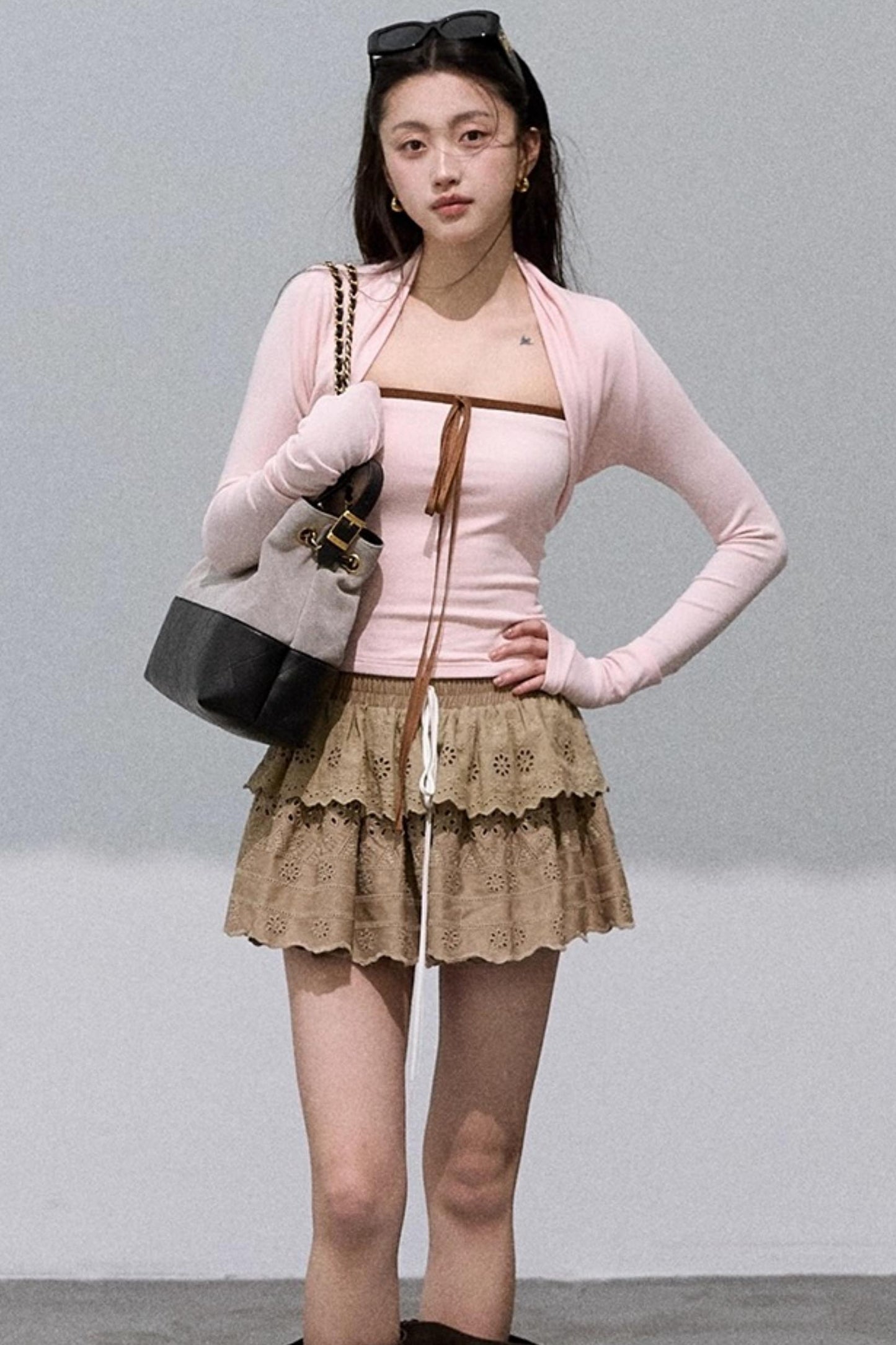 Slim Bandeau Cardigan Two-Piece Set