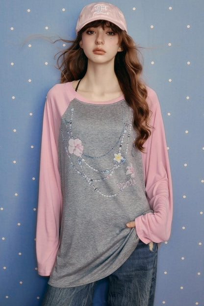 Contrasting Raglan Sleeve Top