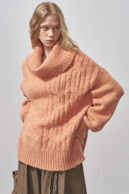One-Shoulder Cable-Knit Sweater