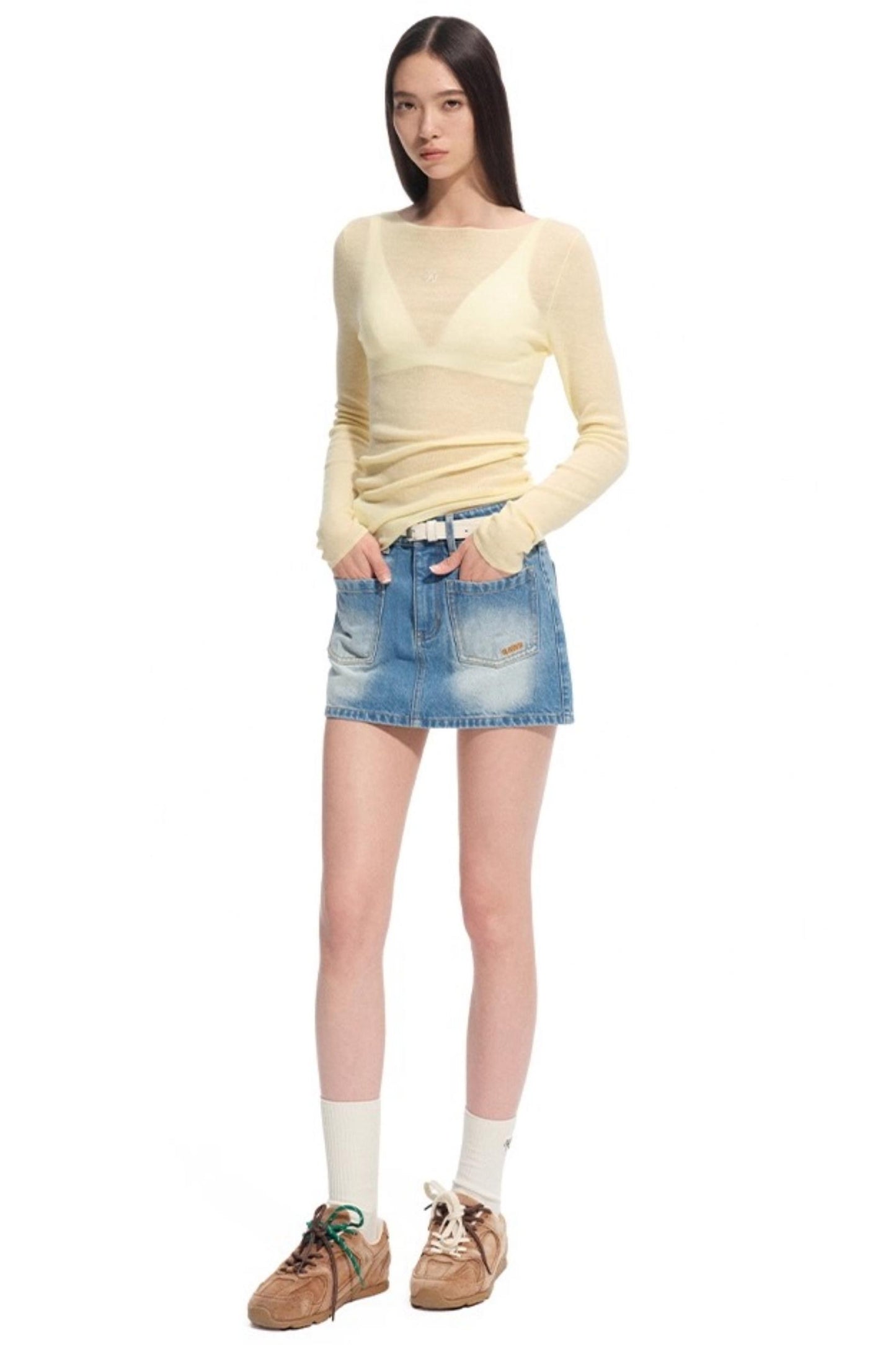 High Neck Long Sleeve Knit Wool Top