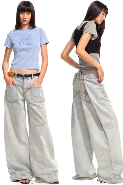 Reversed Wide-Leg Cargo Pants