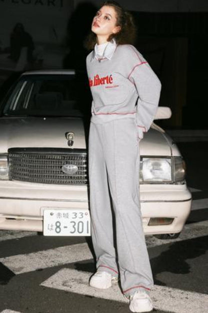 Vintage Gray Sweatshirt & Pants Set-Up