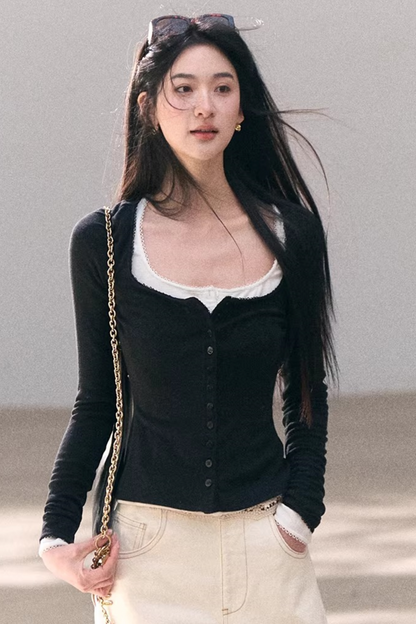 Hollow-Out Ribbed Knit Cardigan