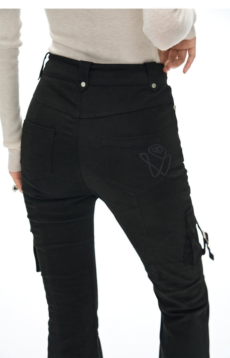 High Waist Flared Cargo Pants