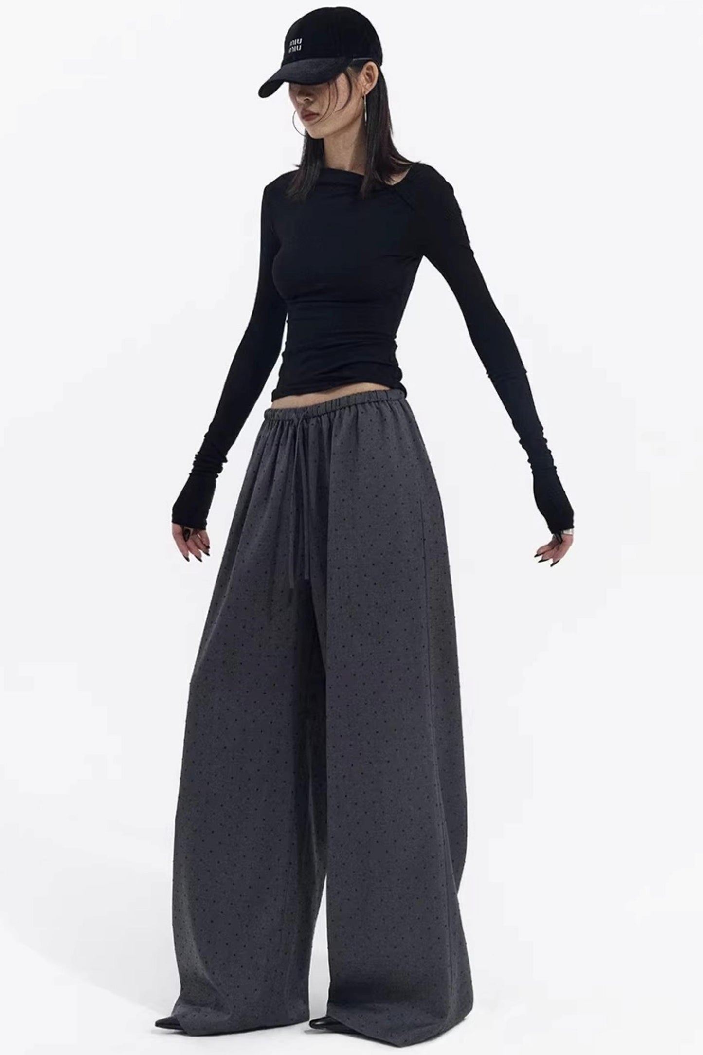 Retro Gray-Red Polka Dot Trousers