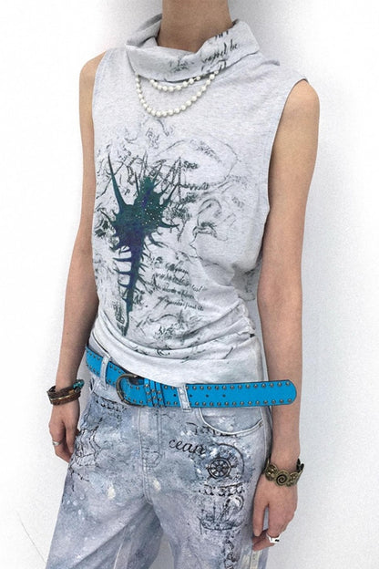 Asymmetrical Pleated Tank Top