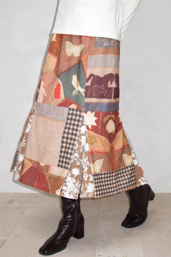 Retro Print Fishtail Skirt