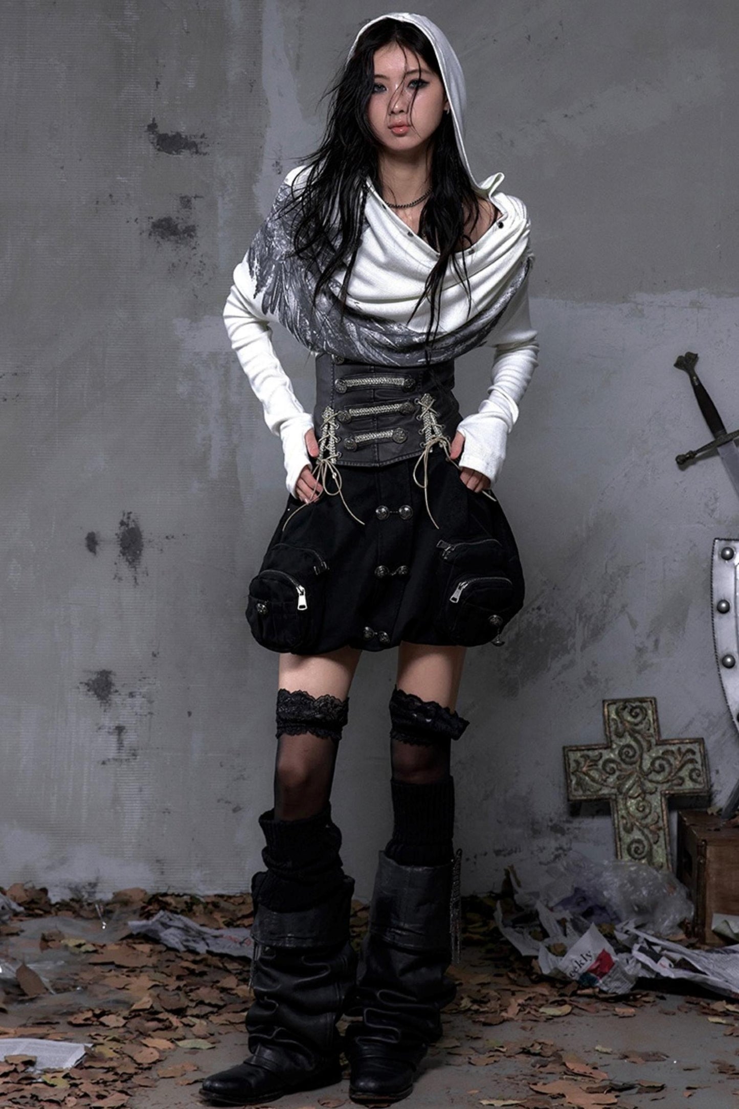 Wasteland Swing Collar Knitted Tops