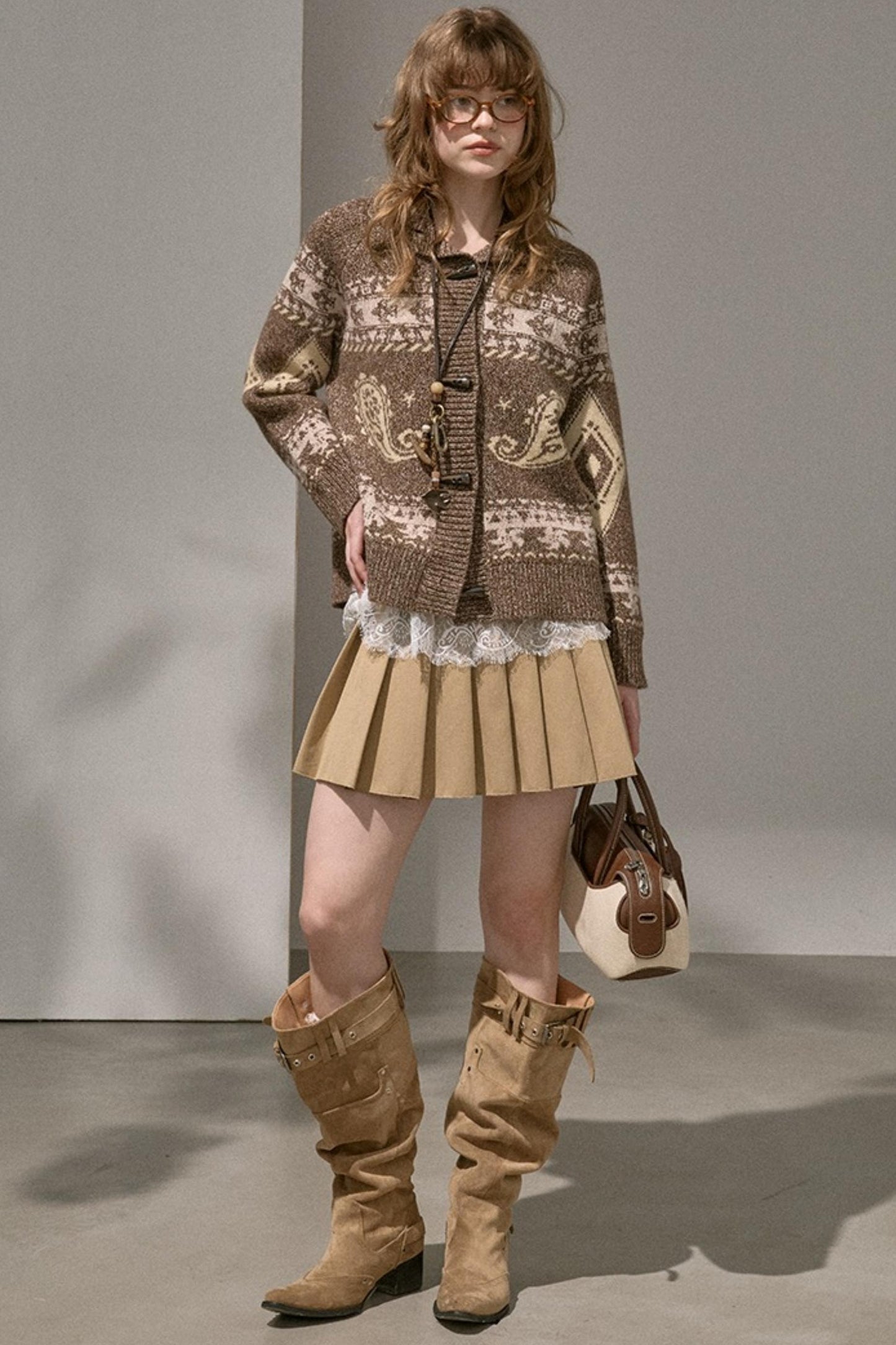 Preppy Silk Pleated Puffy Skirt