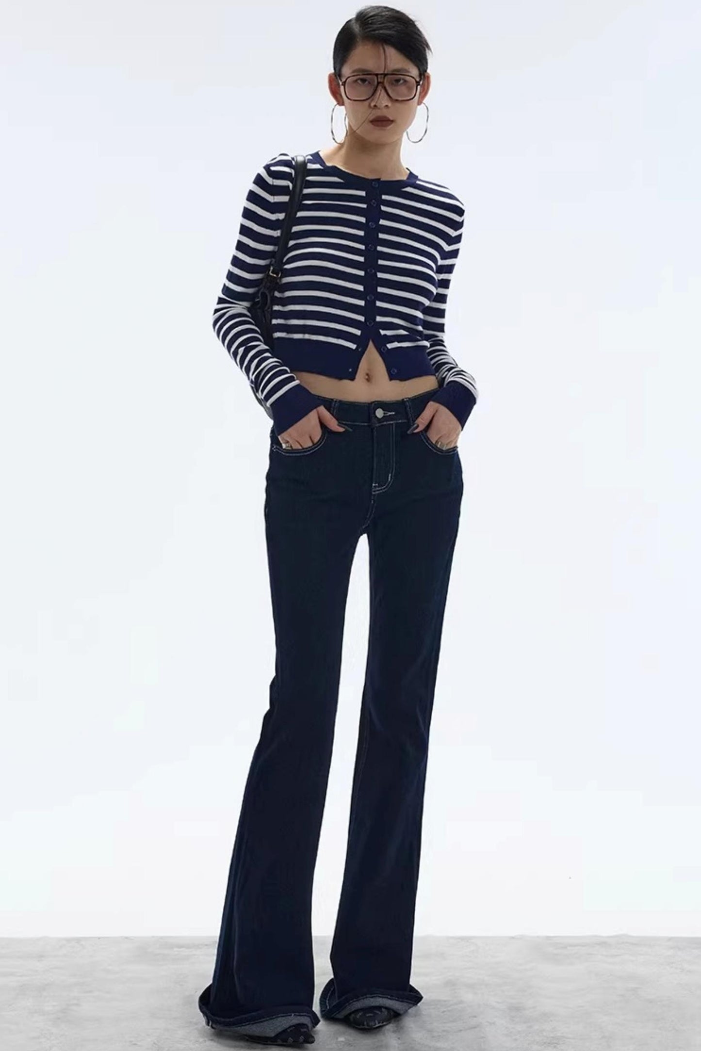 Striped Color-Block Knitted Cardigan