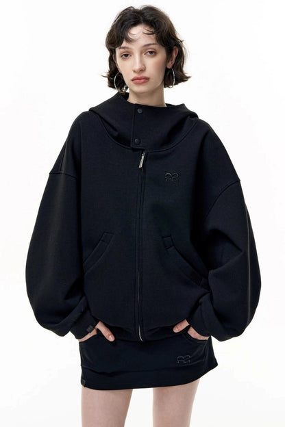 Casual Large Zip Hooded Cardigan