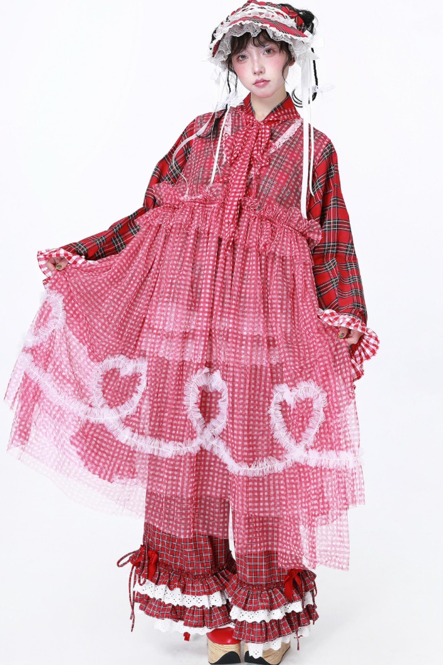 Retro Plaid Mesh Dress