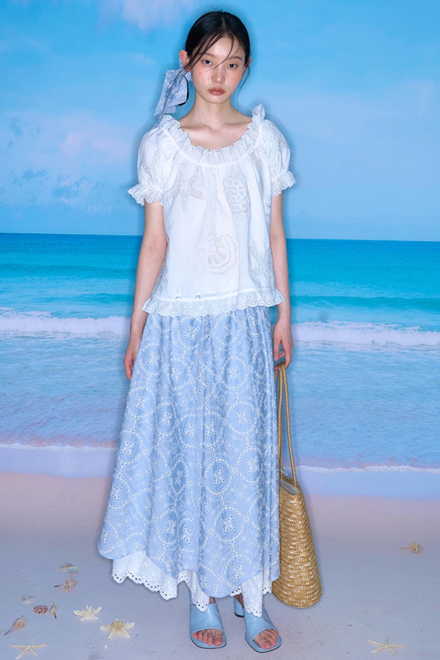 Linen Blend Top & Skirt Set-Up