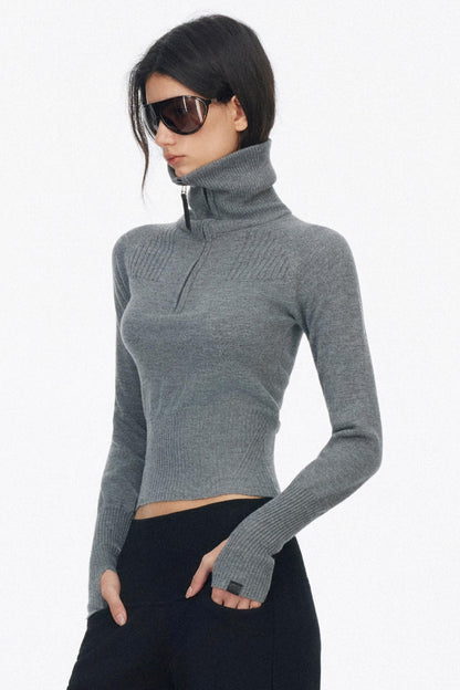 Half-High Collar Knit Top