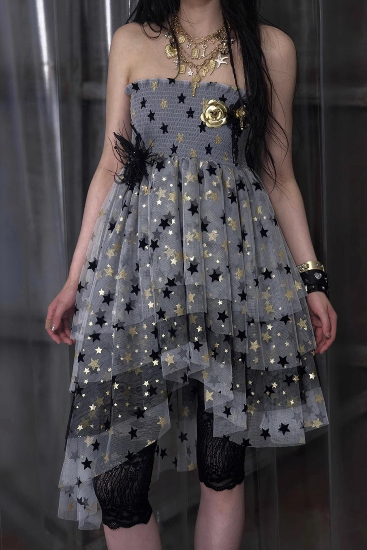 Dreamy Mesh Bustier Gown Dress