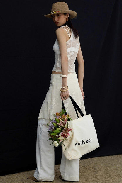 Jacquard Lace-Up Layered Skirt Set-Up