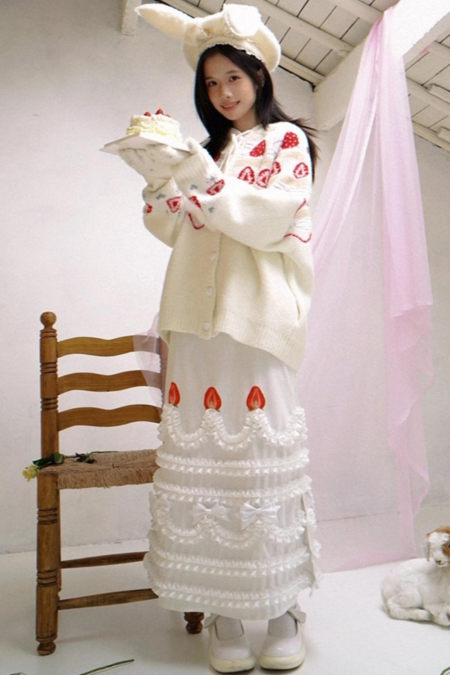 Happy Birthday Strawberry Mohair Cardigan