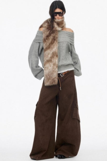 Distressed Wide-Leg Cargo Pants