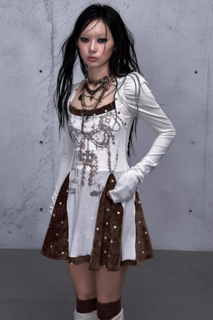 Baroque Velvet Plaid Dress