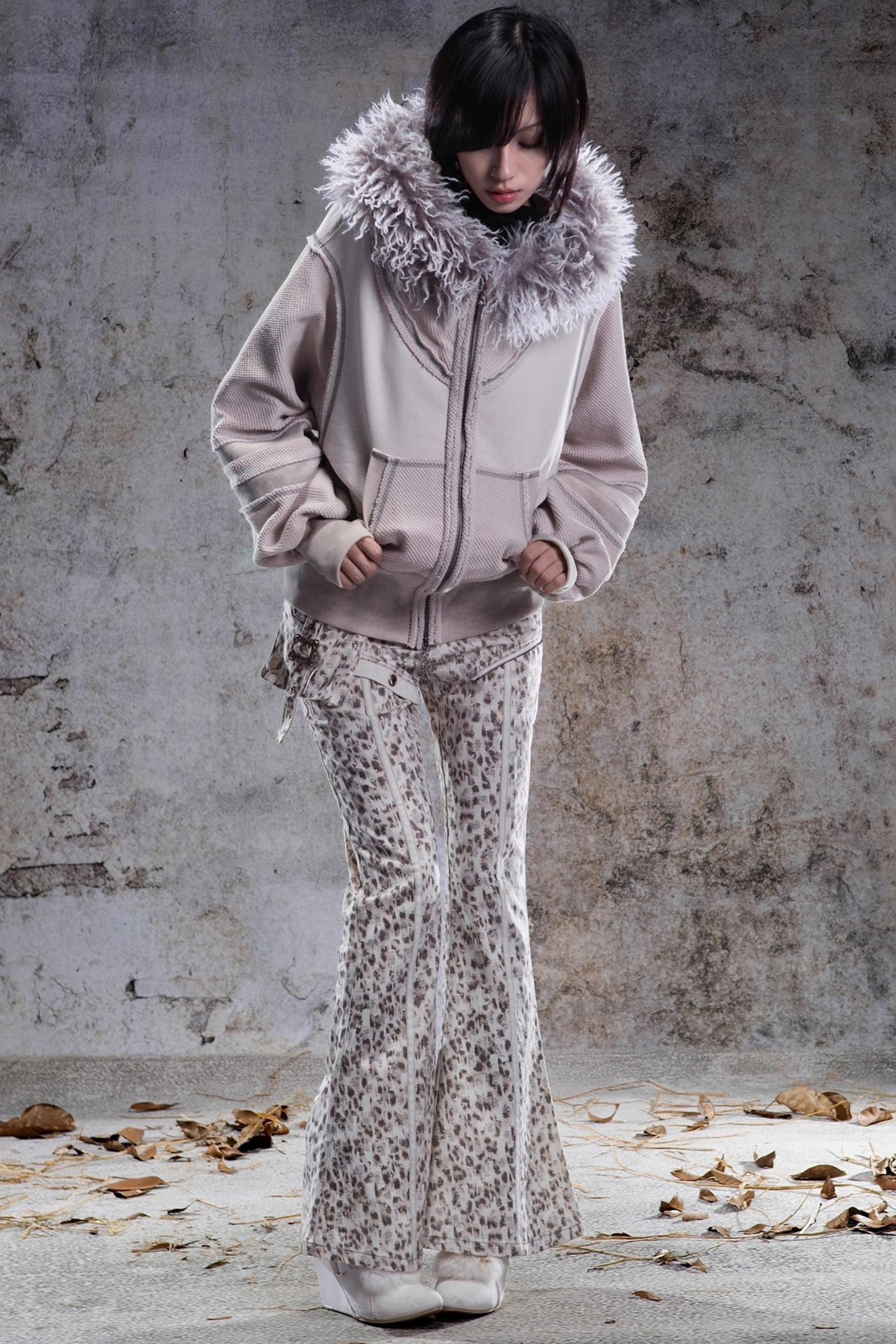 Vintage Lantern Sleeve Hooded Jacket