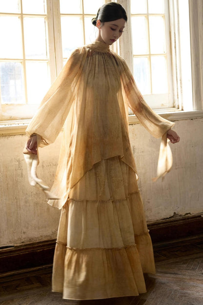 Romantic Lace-up Flowing Skirt Set-Up