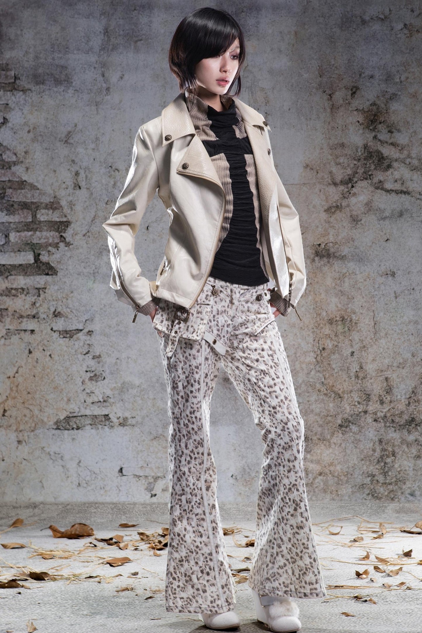 Slim Fit Leather Punk Jacket