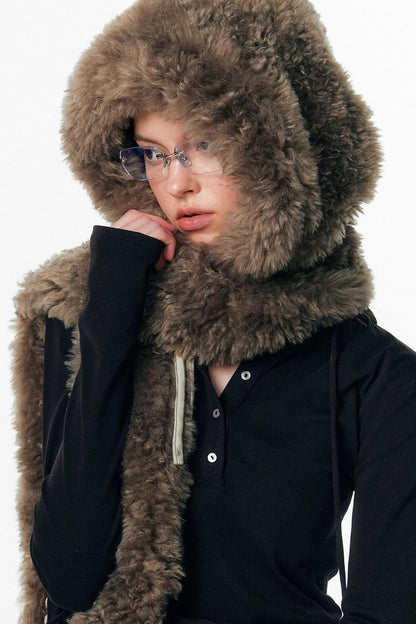 Eco-Friendly Fur Hooded Scarf