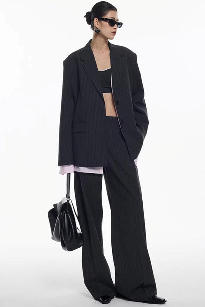 Striped Patchwork Blazer Jacket