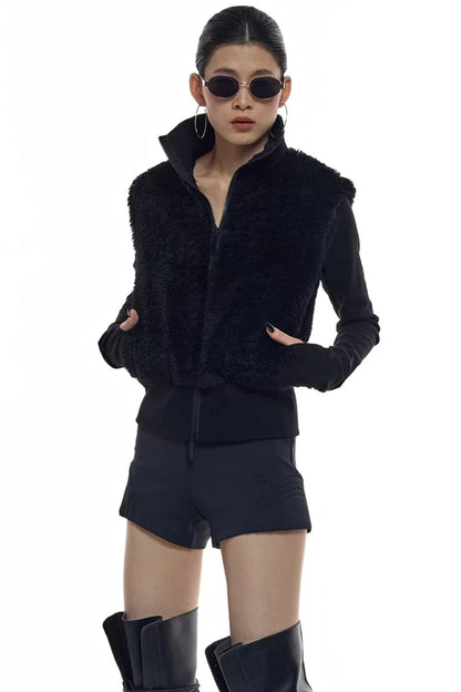 Patchwork-Pelzweste-Jacke