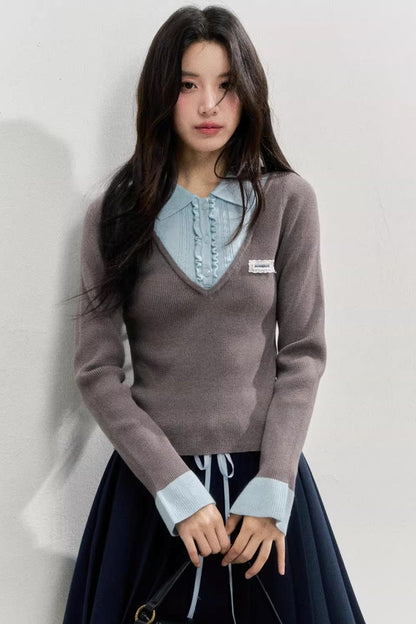 Spliced Waist Collegiate Skirt