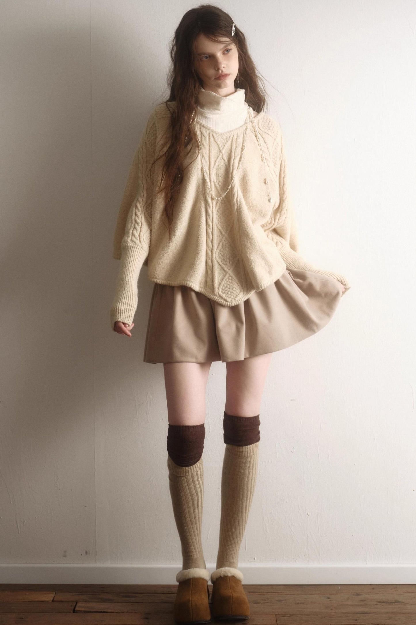 Light Purple Wool Batwing Sweater Set-Up