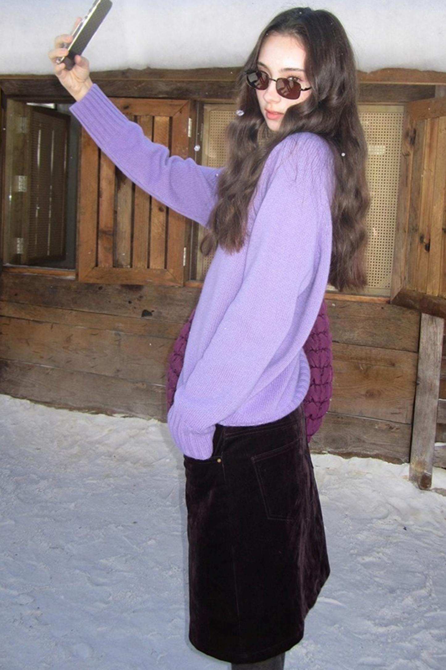 Vintage Dark Purple Velvet Skirt