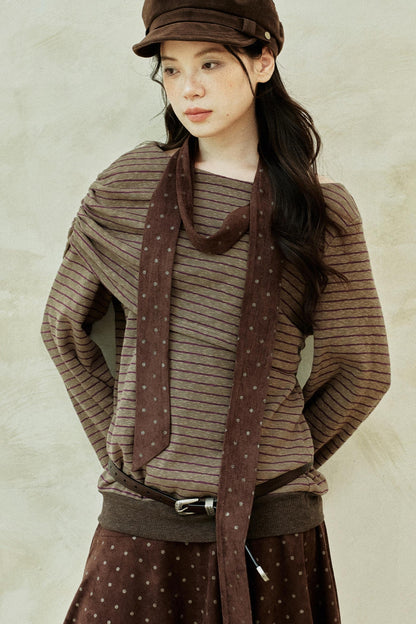 Retro Striped Off-Shoulder Top